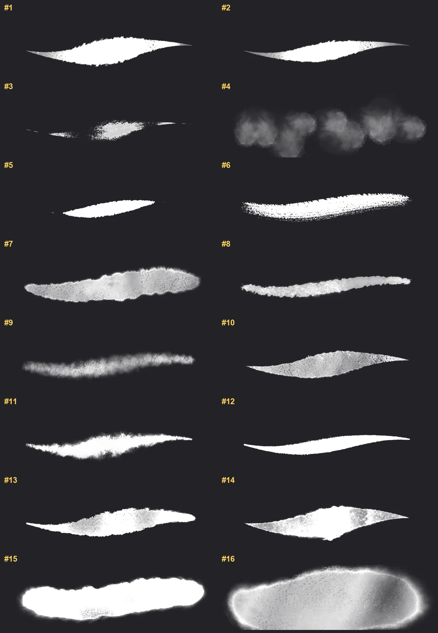 Watercolor Procreate brushes overview sheet 1