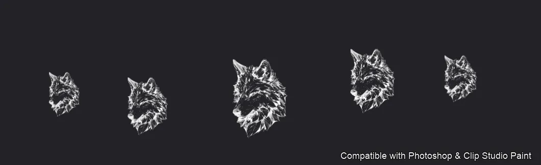 Wolf Ink brush 15 of 100 — Photoshop & Clip Studio Paint .abr preview