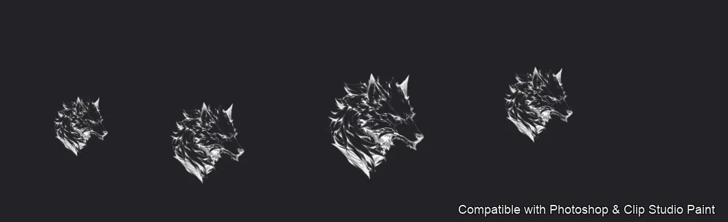 Wolf Ink brush 17 of 100 — Photoshop & Clip Studio Paint .abr preview