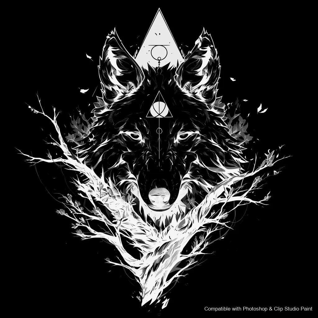 Wolf Ink brush 29 of 100 — Photoshop & Clip Studio Paint .abr preview
