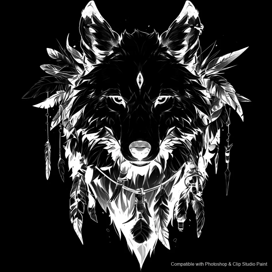 Wolf Ink brush 30 of 100 — Photoshop & Clip Studio Paint .abr preview