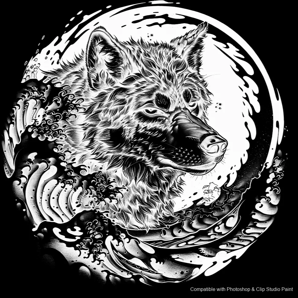 Wolf Ink brush 35 of 100 — Photoshop & Clip Studio Paint .abr preview