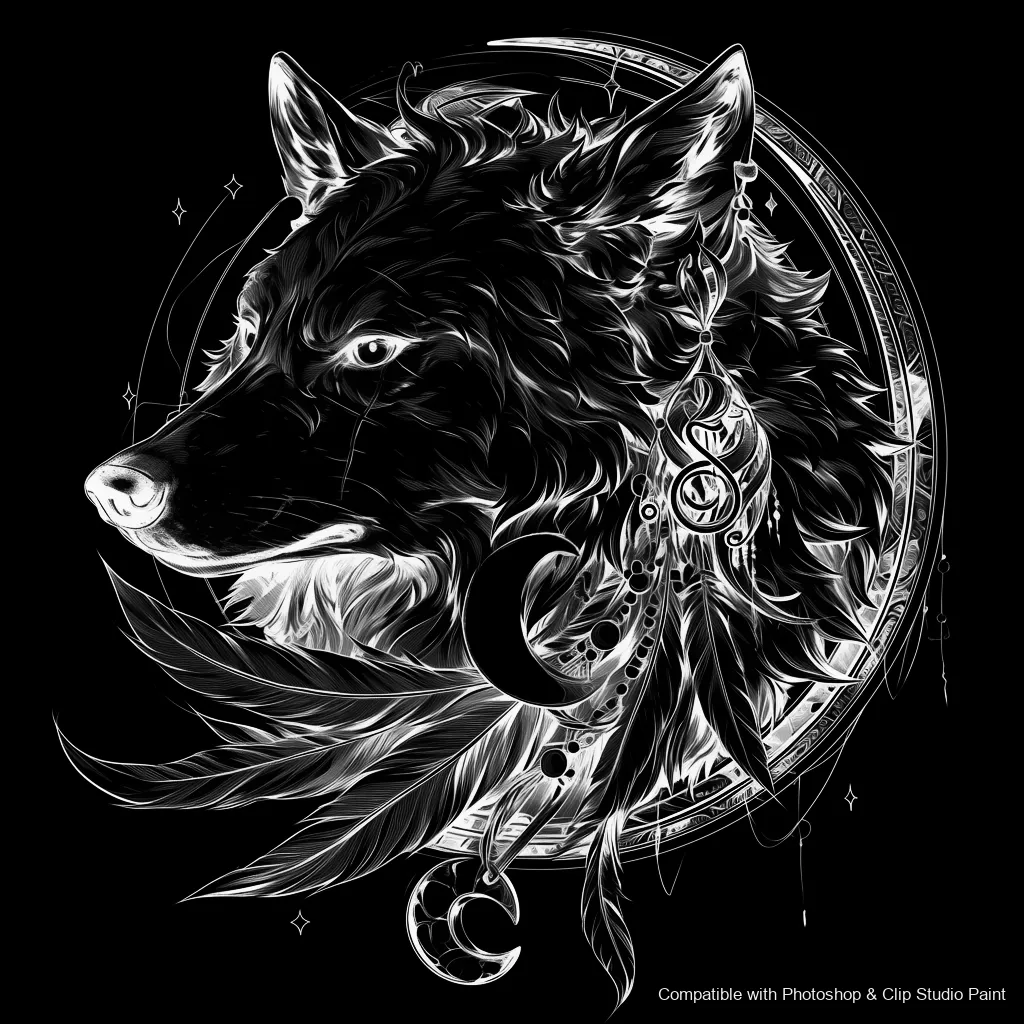 Wolf Ink brush 38 of 100 — Photoshop & Clip Studio Paint .abr preview