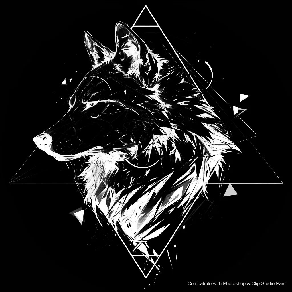 Wolf Ink brush 42 of 100 — Photoshop & Clip Studio Paint .abr preview