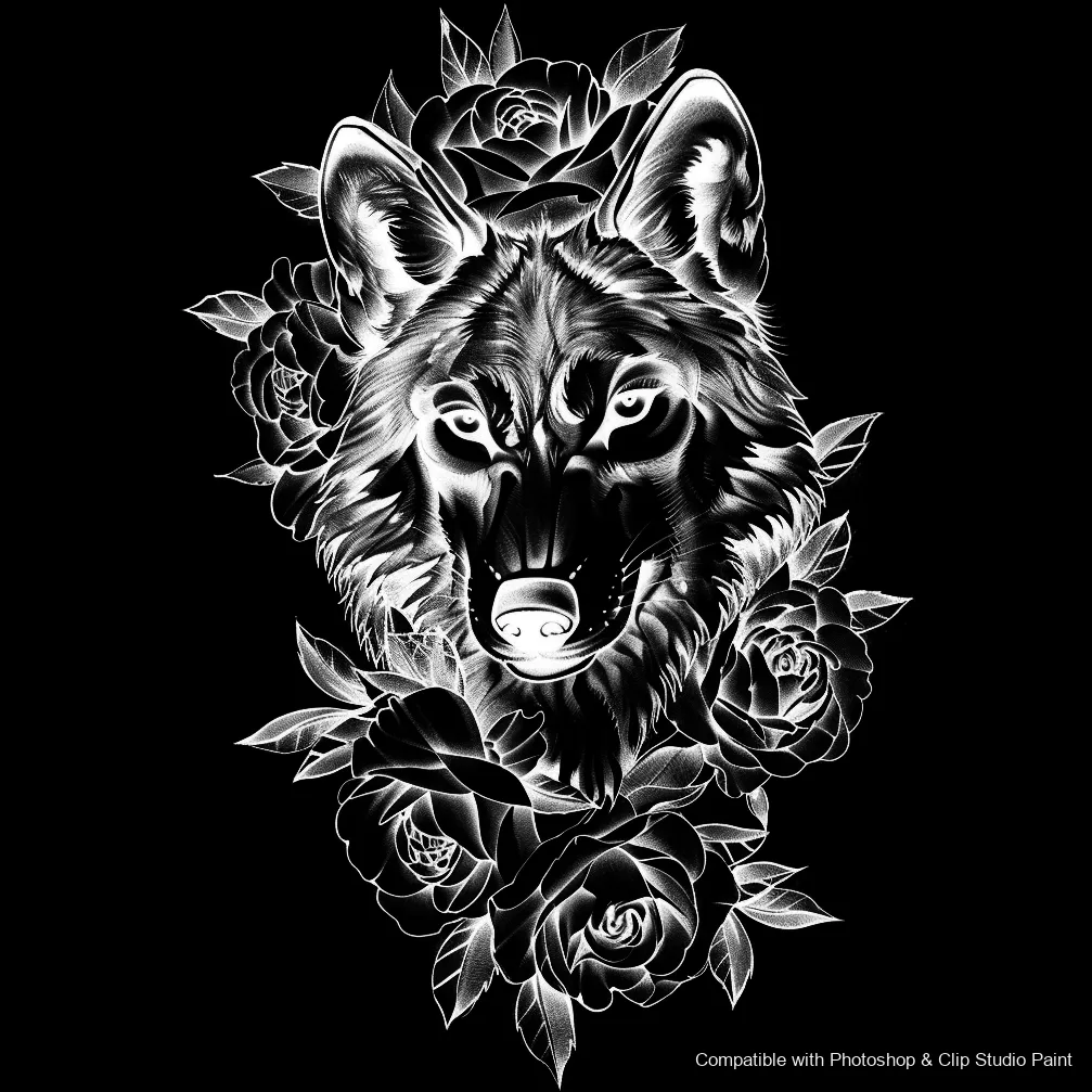 Wolf Ink brush 48 of 100 — Photoshop & Clip Studio Paint .abr preview