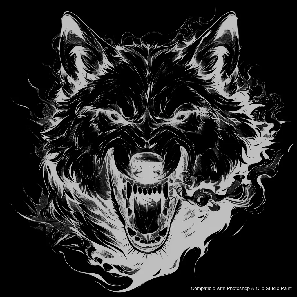 Wolf Ink brush 54 of 100 — Photoshop & Clip Studio Paint .abr preview