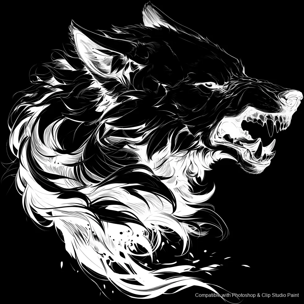 Wolf Ink brush 56 of 100 — Photoshop & Clip Studio Paint .abr preview
