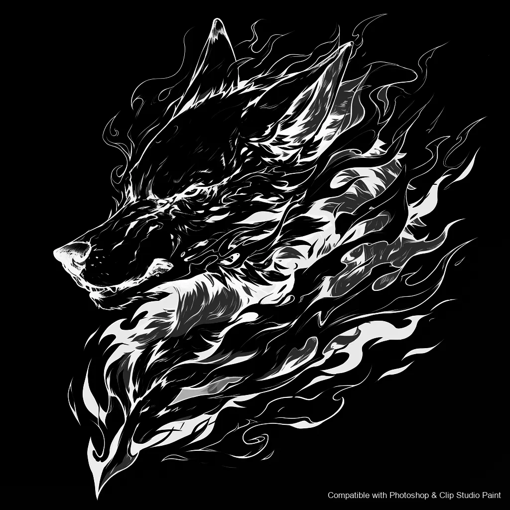 Wolf Ink brush 63 of 100 — Photoshop & Clip Studio Paint .abr preview