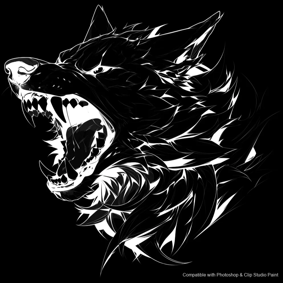Wolf Ink brush 78 of 100 — Photoshop & Clip Studio Paint .abr preview