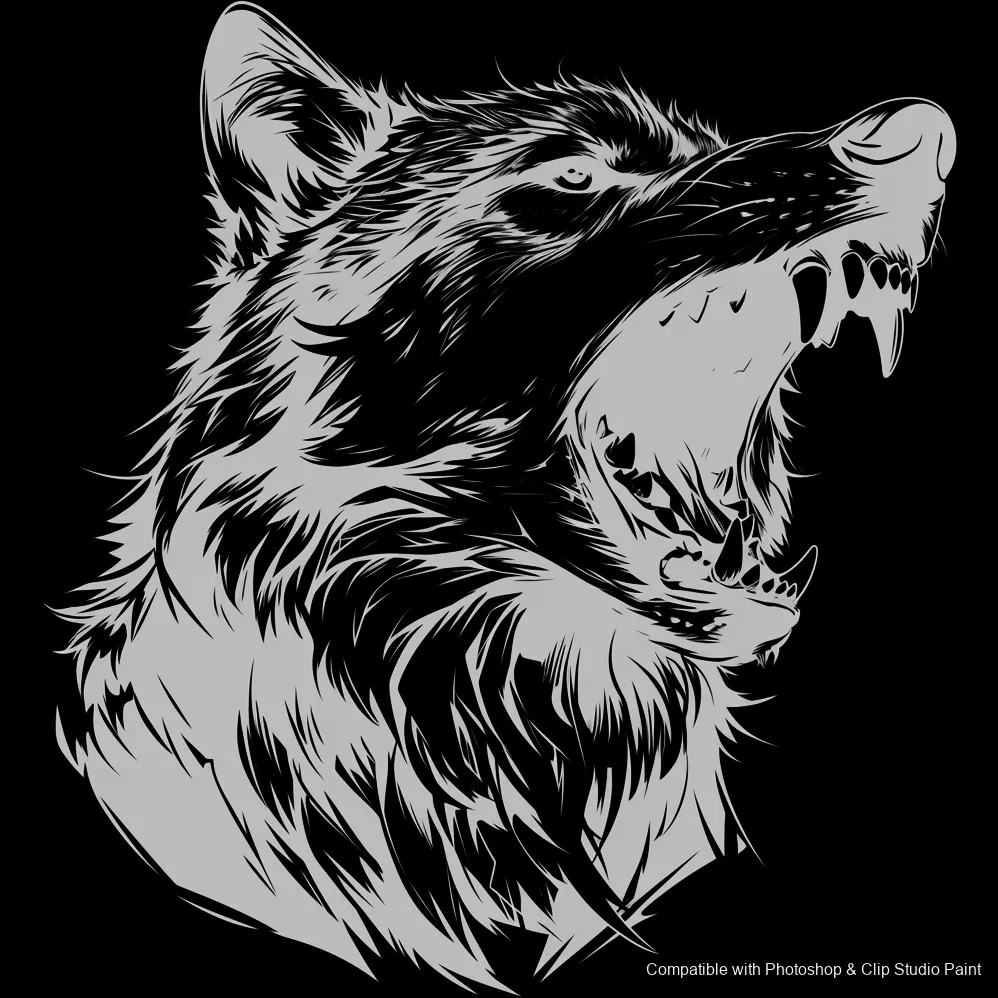 Wolf Ink brush 85 of 100 — Photoshop & Clip Studio Paint .abr preview