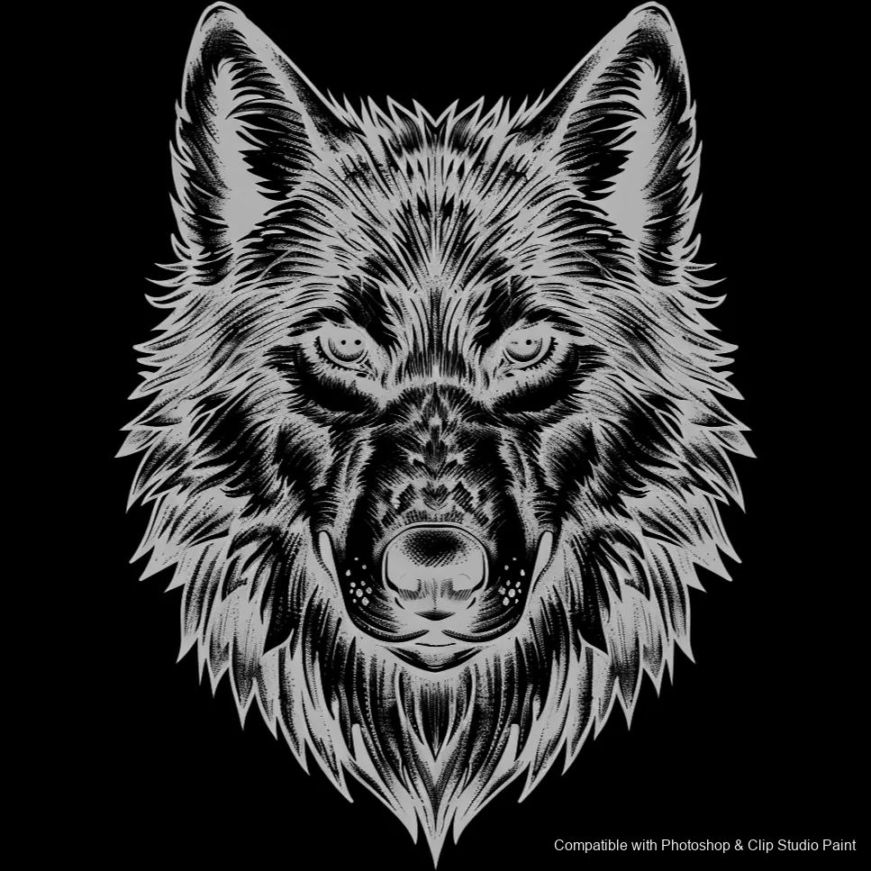 Wolf Ink brush 96 of 100 — Photoshop & Clip Studio Paint .abr preview