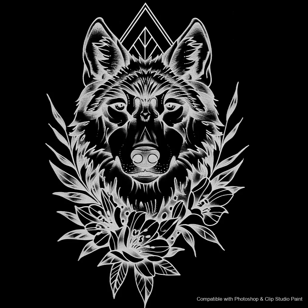 Wolf Ink brush 97 of 100 — Photoshop & Clip Studio Paint .abr preview