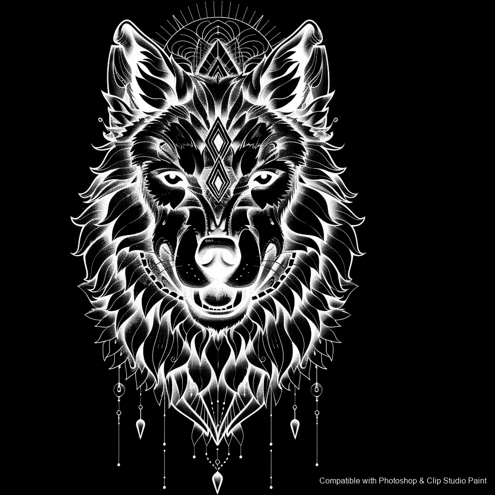 Wolf Ink brush 98 of 100 — Photoshop & Clip Studio Paint .abr preview