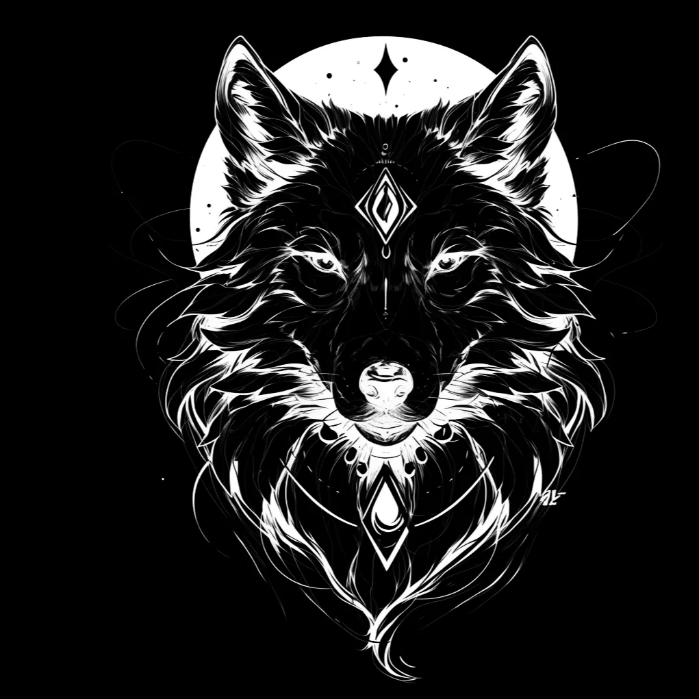 Wolf Tattoo brush 31 of 100 — Procreate stamp preview