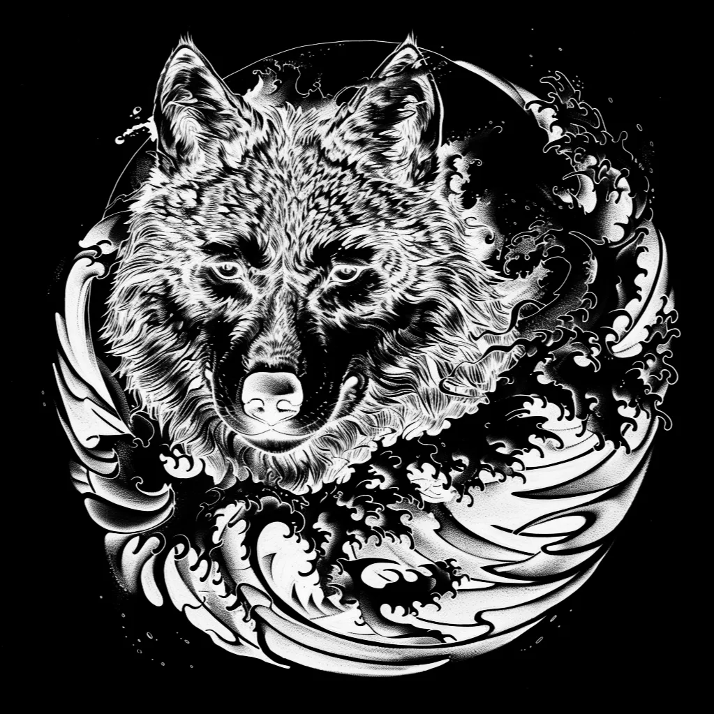 Wolf Tattoo brush 33 of 100 — Procreate stamp preview