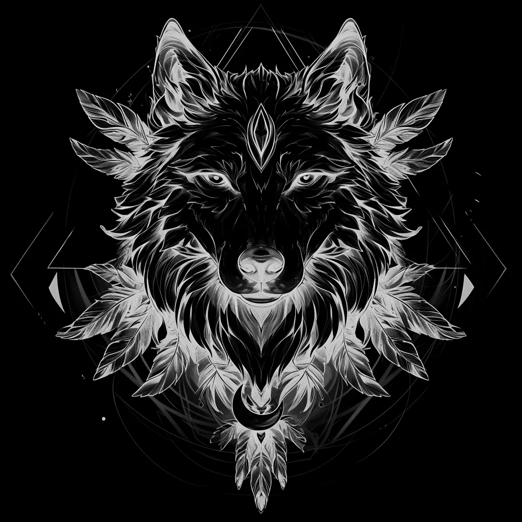 Wolf Tattoo brush 47 of 100 — Procreate stamp preview