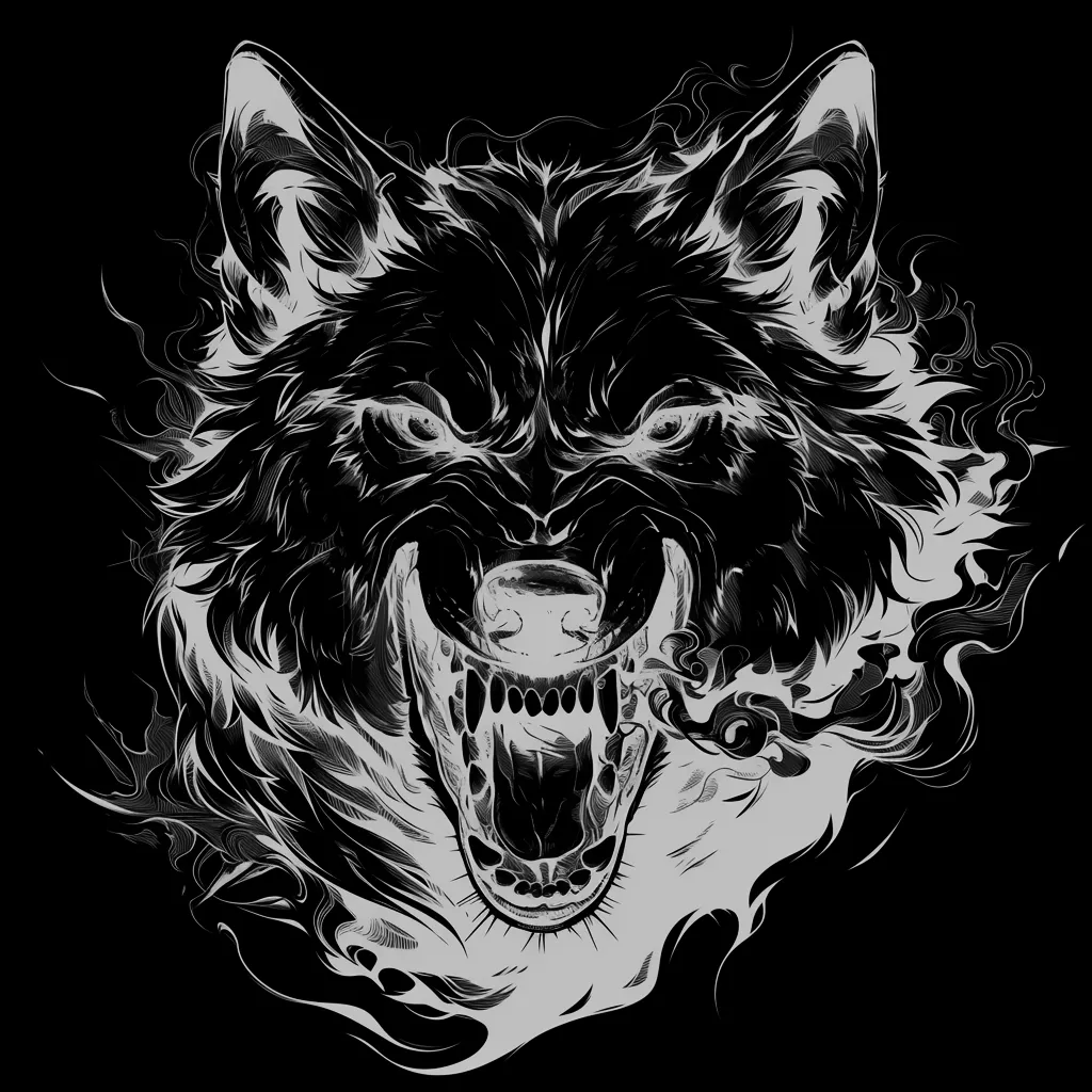 Wolf Tattoo brush 54 of 100 — Procreate stamp preview