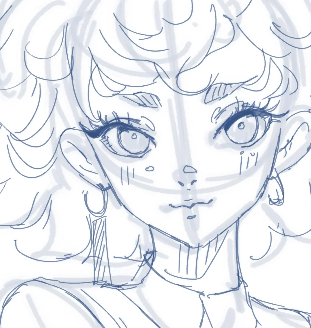Glass Box portrait — starting sketch in Procreate