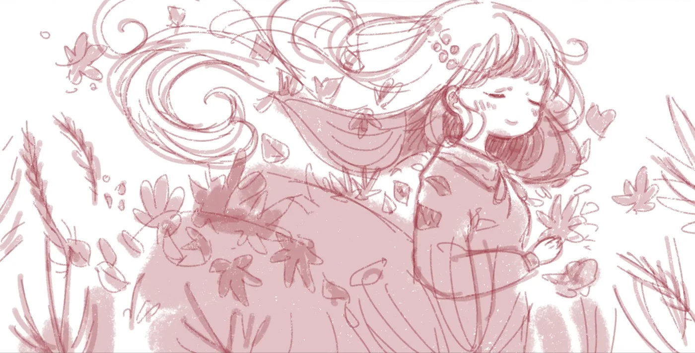 Autumn watercolour — starting sketch in Procreate