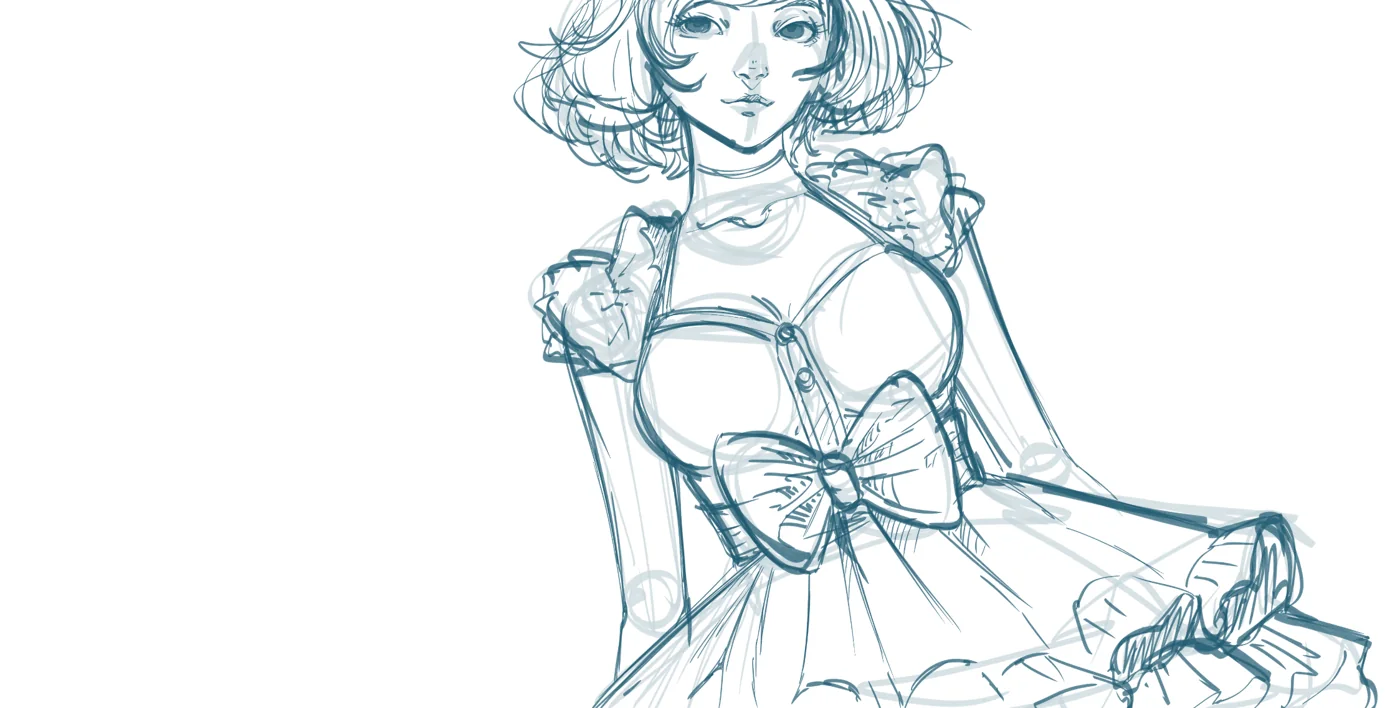 Lolita portrait — starting sketch in Procreate